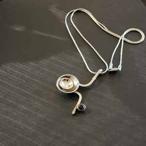 Sterling Silver Abstract Necklace with Garnet