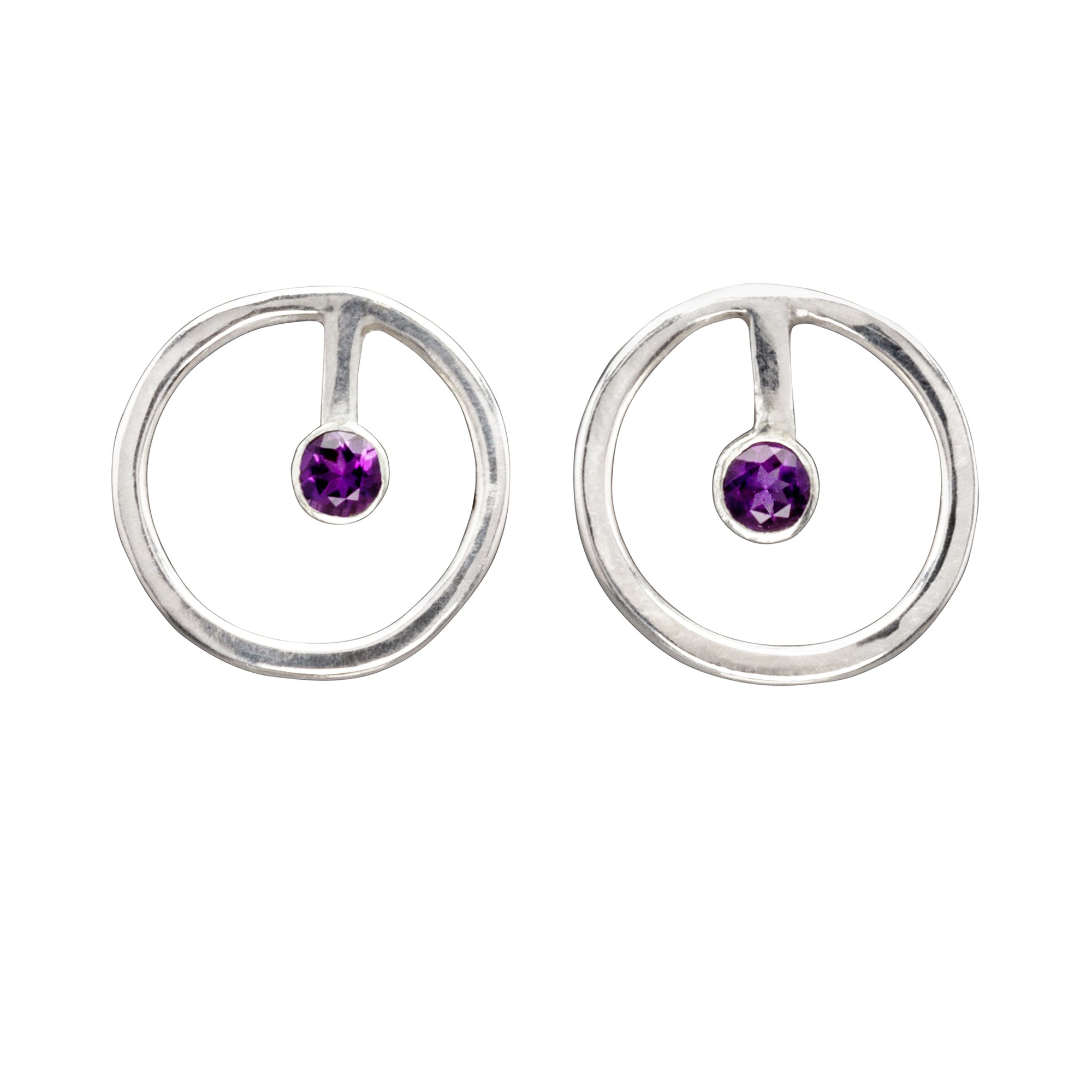 Kimberly Sterling Silver Circle Amethyst Earrings