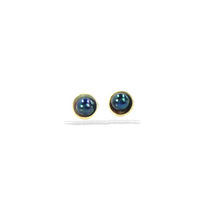 Sterling Silver Studs with Freshwater Blue Peacock Pearls
