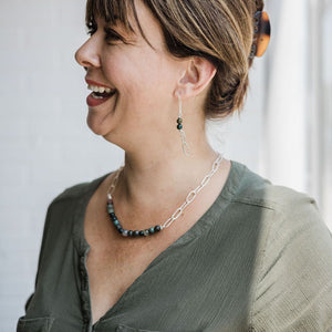 Melisande - Sterling Silver Paperclip Necklace with Bloodstone