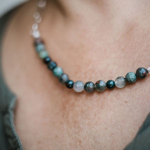 Melisande - Sterling Silver Paperclip Necklace with Bloodstone