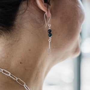 Bree - Bloodstone & Sterling Silver Paper Clip Earrings