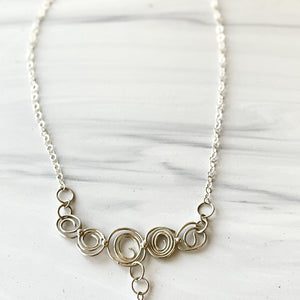 Hannah - Sterling Silver Statement Spiral Bar Necklace, Tiger's Eye