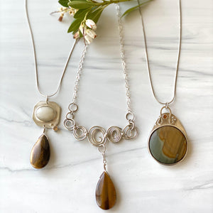 Heather - Sterling Silver Pendant with Landscape Jasper, Citrine