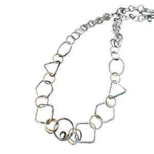 Morgan Geometric Statement Necklace, 14K Yellow Gold, Sterling Silver, Iolite Gemstone