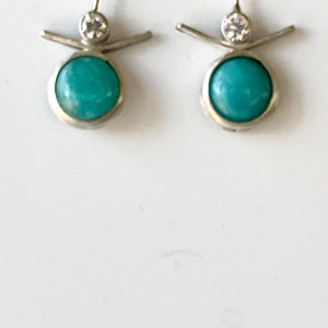 Francisca- Sterling Silver Drop Earrings, Amazonite, White Topaz