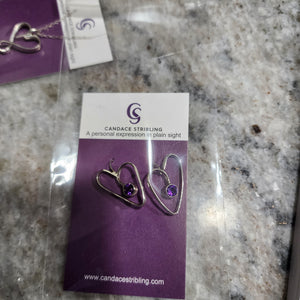Be My Love Sterling Silver Heart Earrings with Amethyst