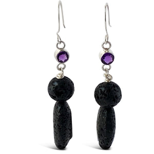Alane Black Lava & Amethyst Earrings