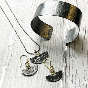 Sasha - Oxidized Sterling Silver Hammer finish Cuff Bracelet