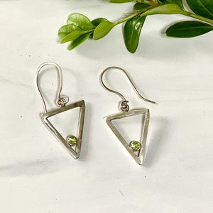 Jane Small Triangle Sterling Silver Earrings with Gemstones