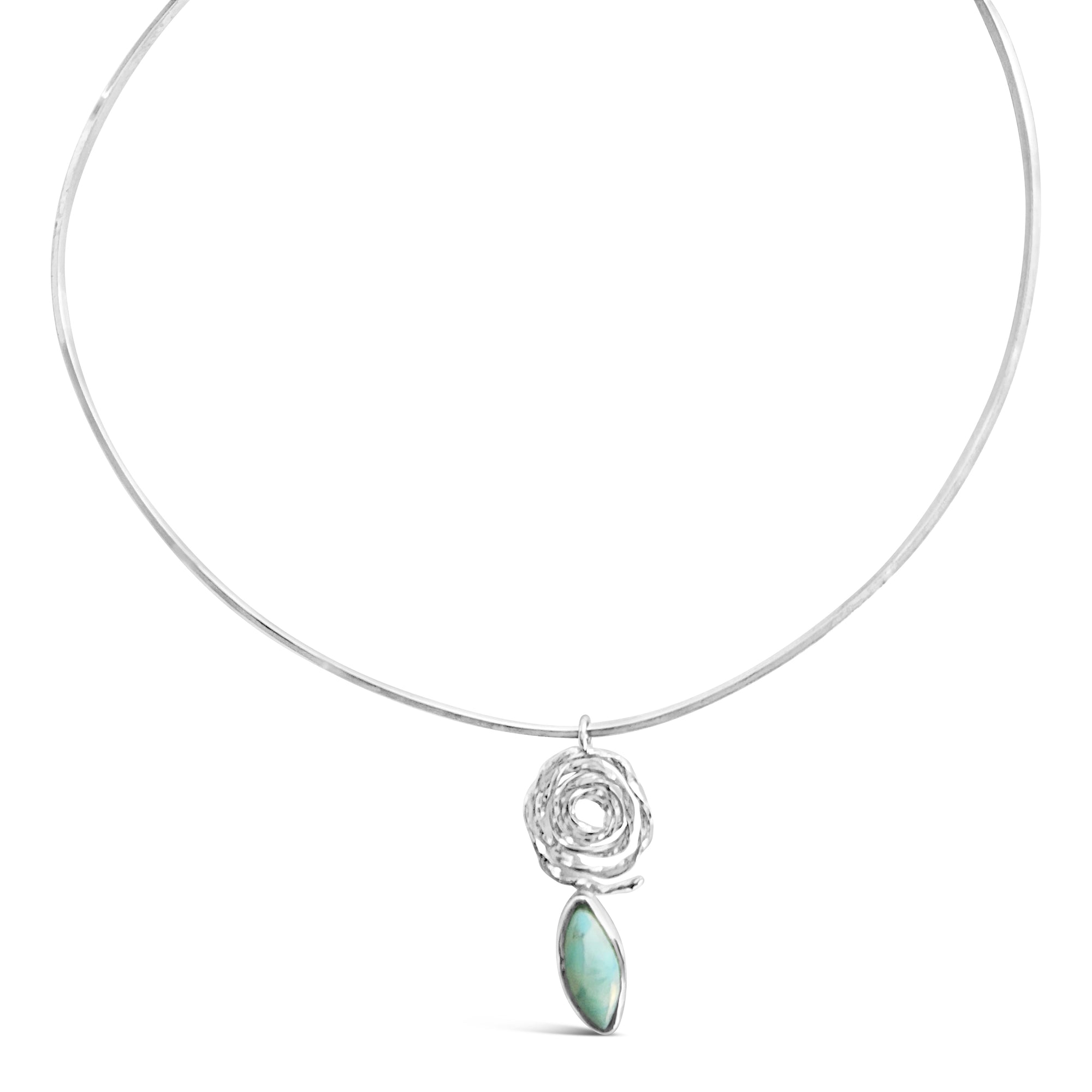 Sterling Silver Choker Necklace with Larimar