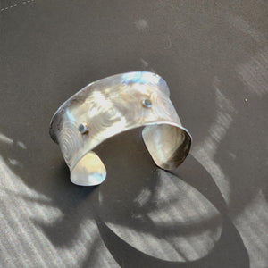 Sterling Silver Textured Cuff Bracelet, London Blue Topaz