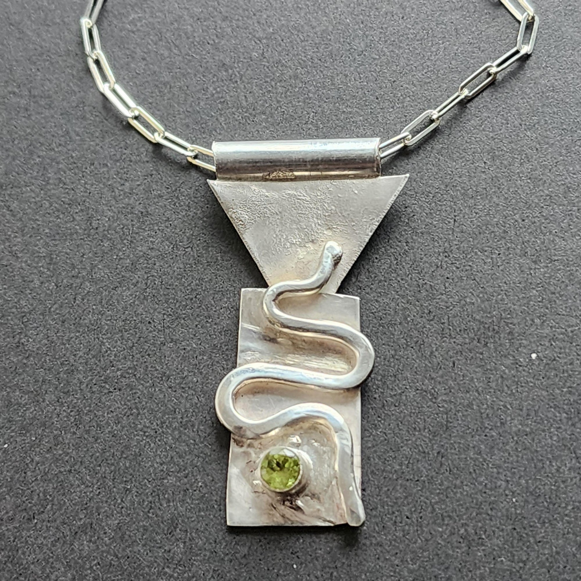 Sterling Silver Art Deco Necklace with Peridot