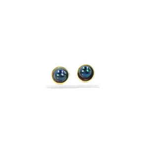 Sterling Silver Studs with Freshwater Blue Peacock Pearls 