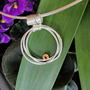 Winifred Mobius Rings Necklace, 14K Bezel, Citrine