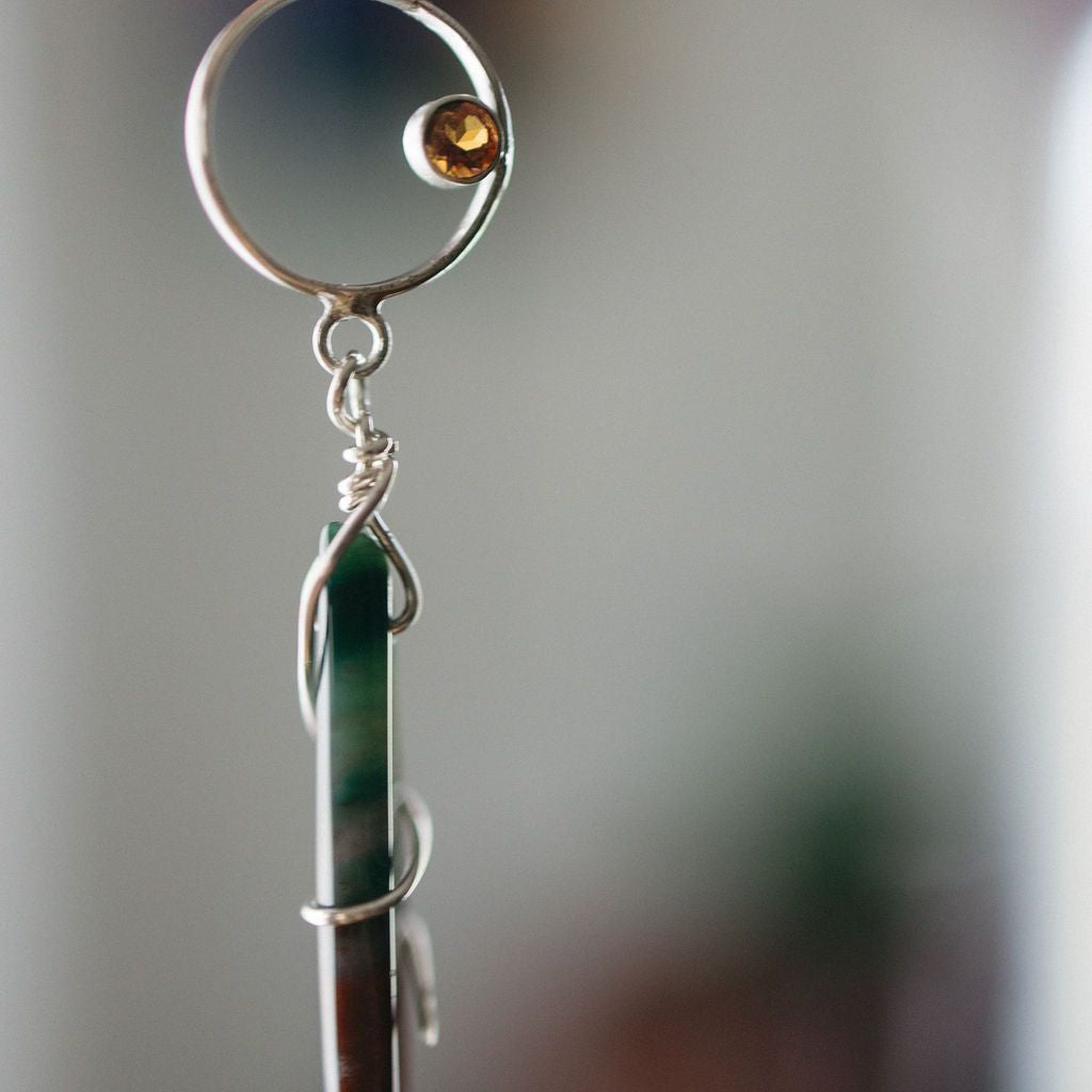 Adira - Sterling Silver Dangle Earrings, Bloodstone, Citrine