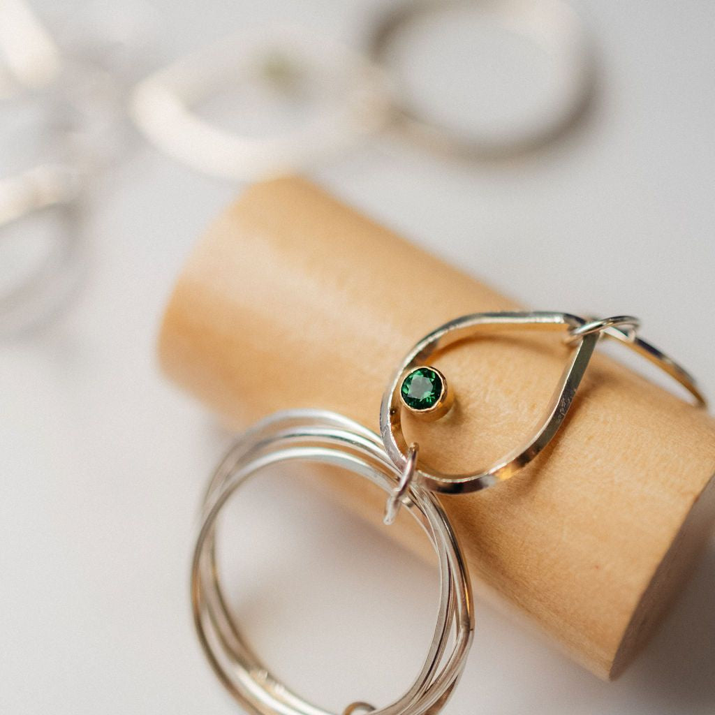 Erin Mobius Link Bracelet Green Topaz, 14K Yellow Gold Bezel