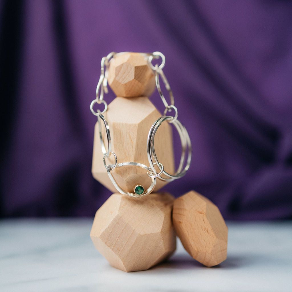 Erin Mobius Link Bracelet Green Topaz, 14K Yellow Gold Bezel