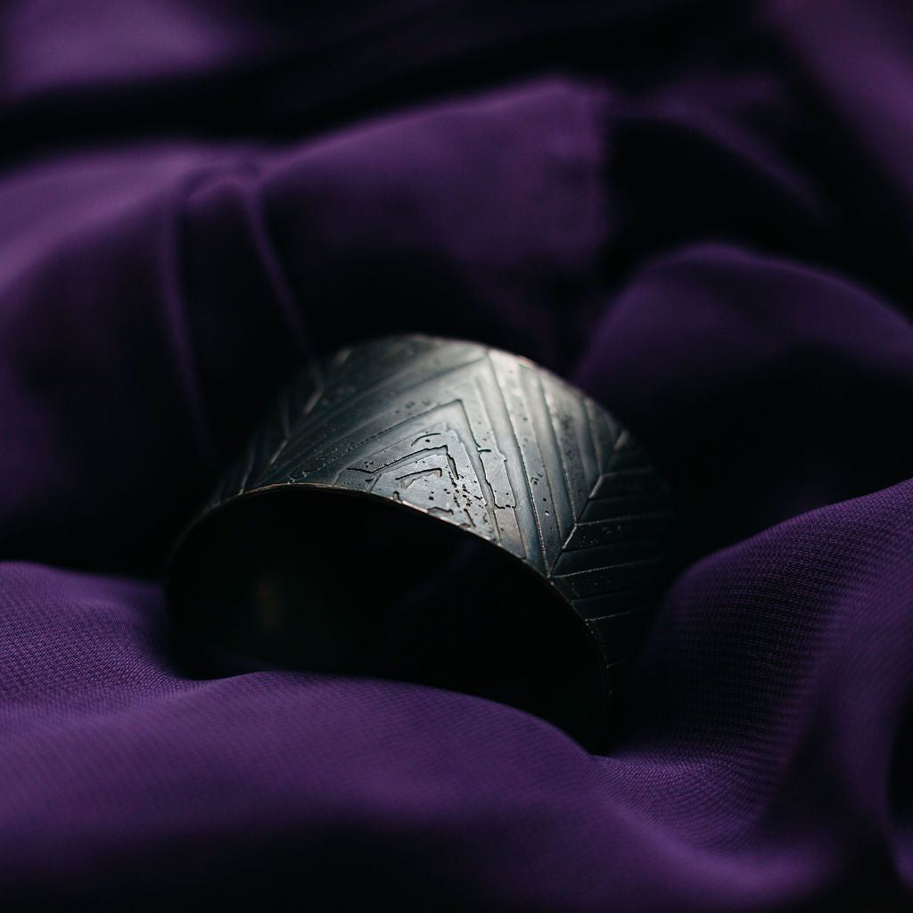 Arianna Oxidized Chevron Wide Cuff Bracelet