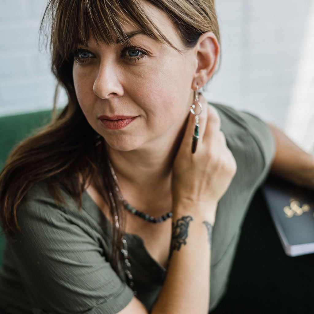 Adira - Sterling Silver Dangle Earrings, Bloodstone, Citrine