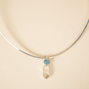 Sterling Silver Aquamarine Modernist Choker Necklace