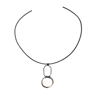 Zelda - Oxidized Sterling Silver with 14K Yellow Gold Mobius Necklace