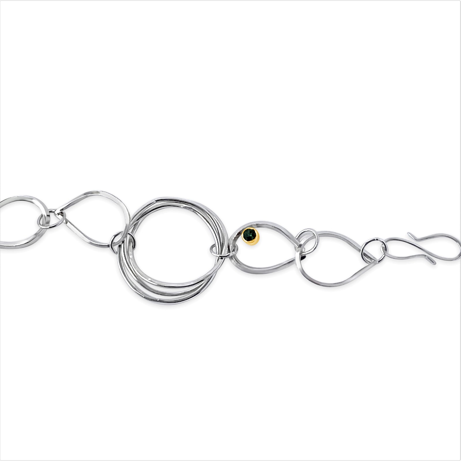 Erin Mobius Link Bracelet Green Topaz, 14K Yellow Gold Bezel