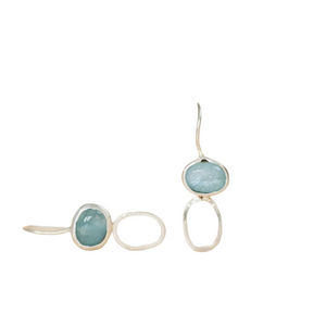 Sterling Silver Modernist Earrings with Aquamarine