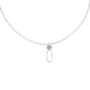 Sterling Silver Aquamarine Modernist Choker Necklace