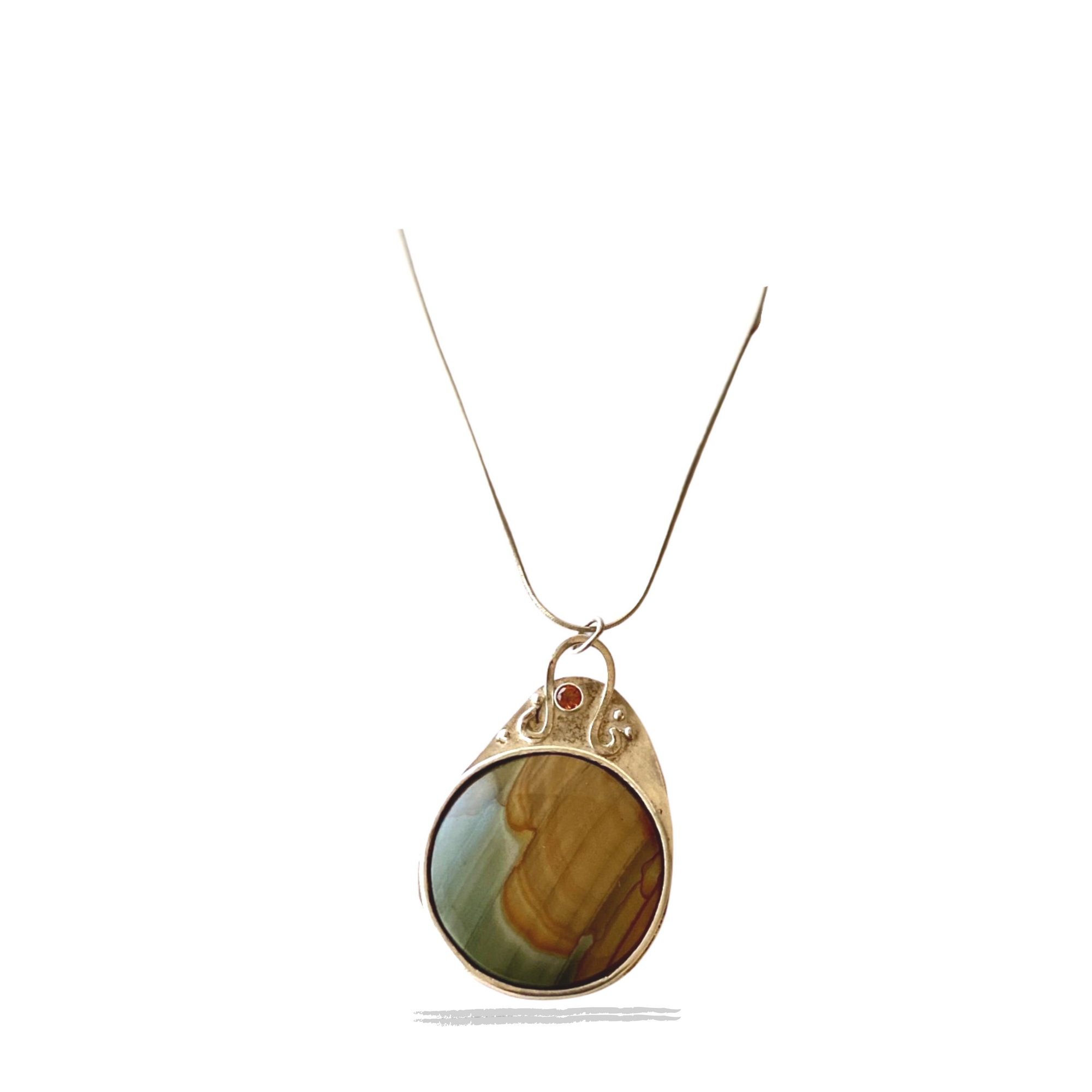 Heather - Sterling Silver Pendant with Landscape Jasper, Citrine