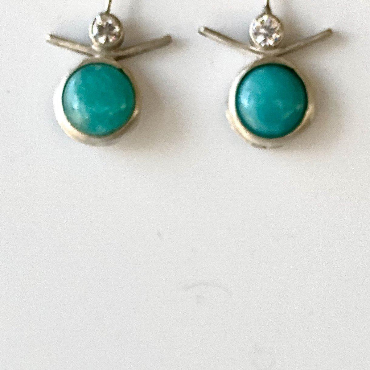 Francisca- Sterling Silver Drop Earrings, Amazonite, White Topaz