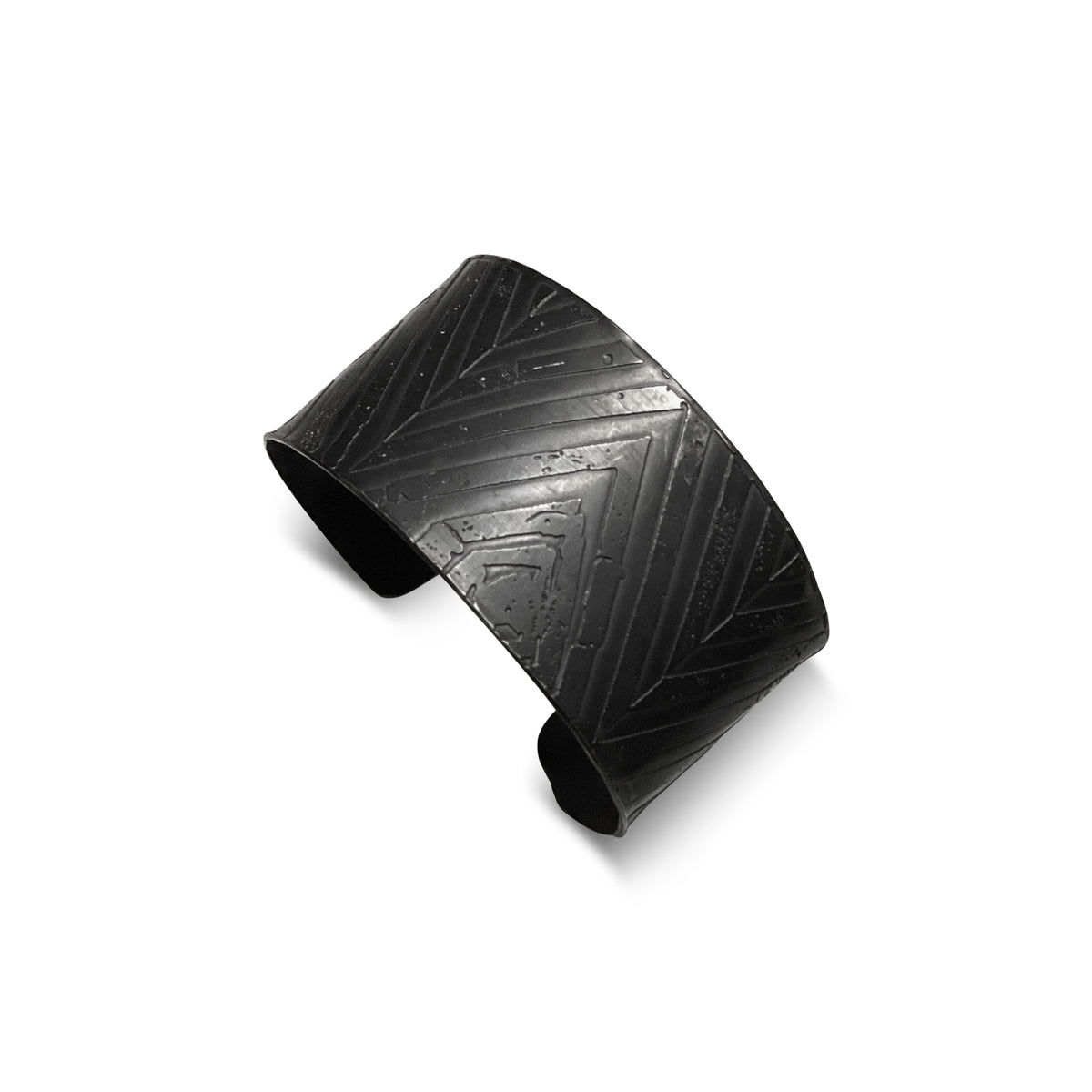 Arianna Oxidized Chevron Wide Cuff Bracelet