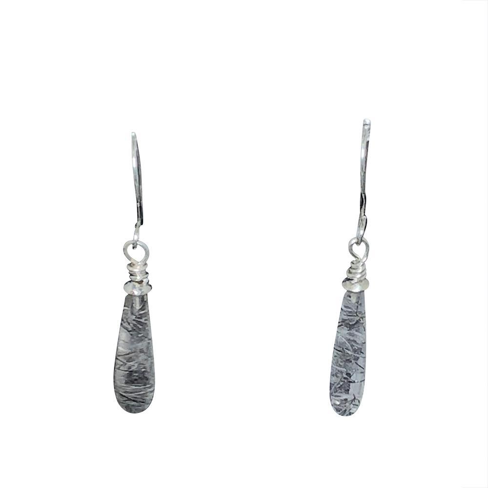 Sterling Silver Drop Earrings, Black Tourmalinated Quartz - Candace -Stribling- Jewelry