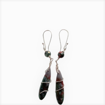 Millicent Bloodstone Sterling Silver Earrings