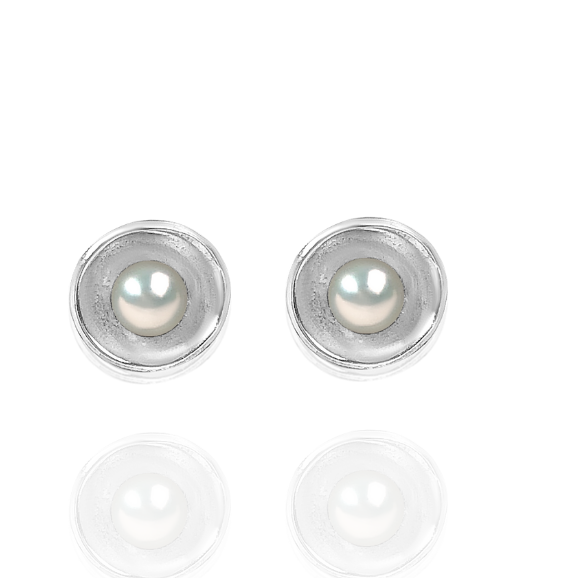 Elizabeth -Concave Stud Earrings, Cream Freshwater Pearl - Candace -Stribling- Jewelry