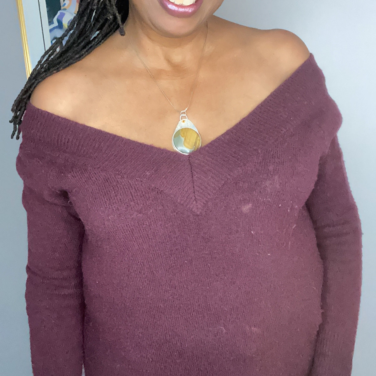 Heather - Sterling Silver Pendant with Landscape Jasper, Citrine