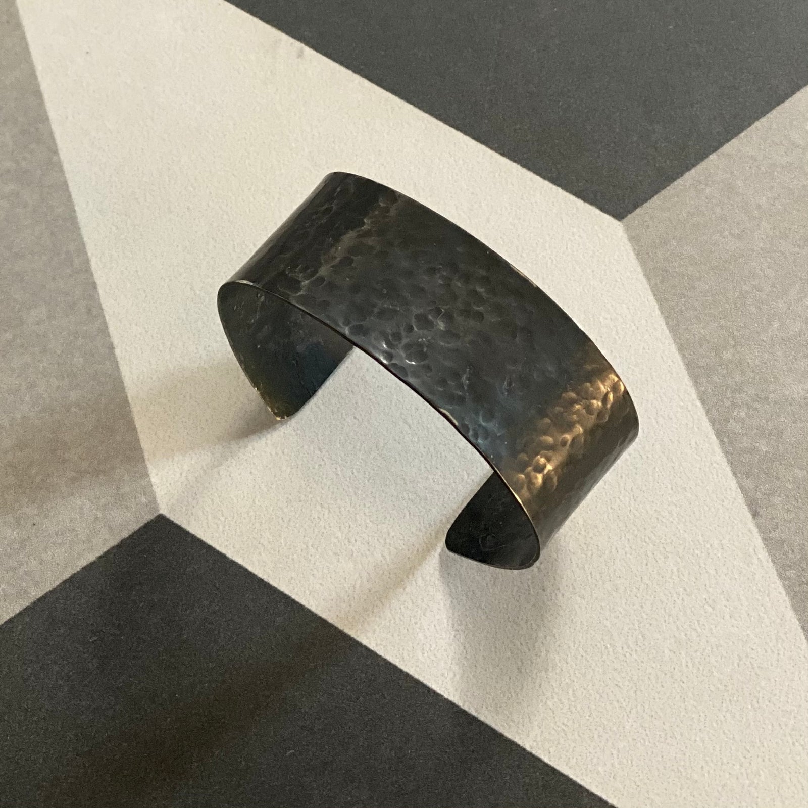 Sasha - Oxidized Sterling Silver  Hammer finish Cuff Bracelet