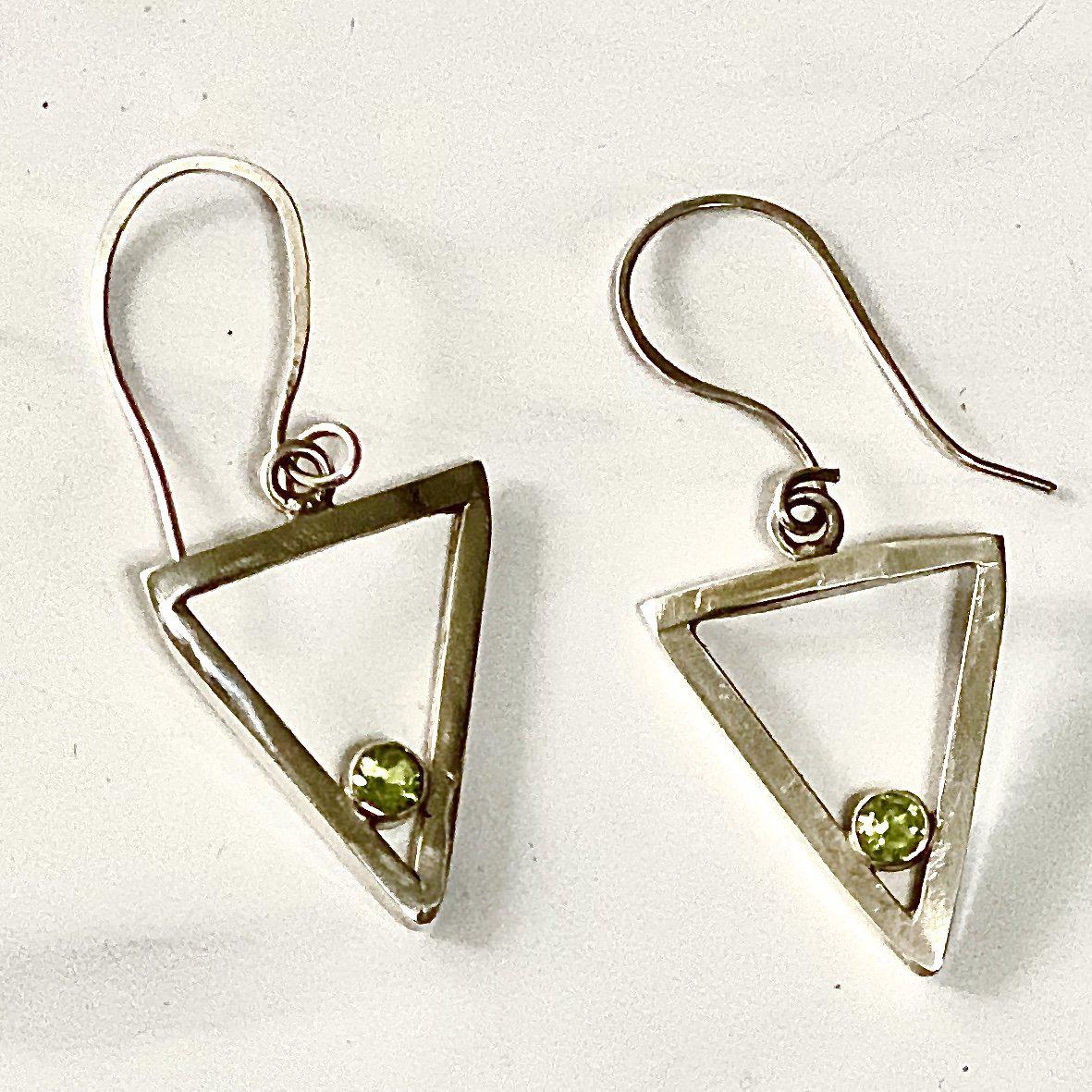 Jane Small Triangle Sterling Silver Earrings with Gemstones