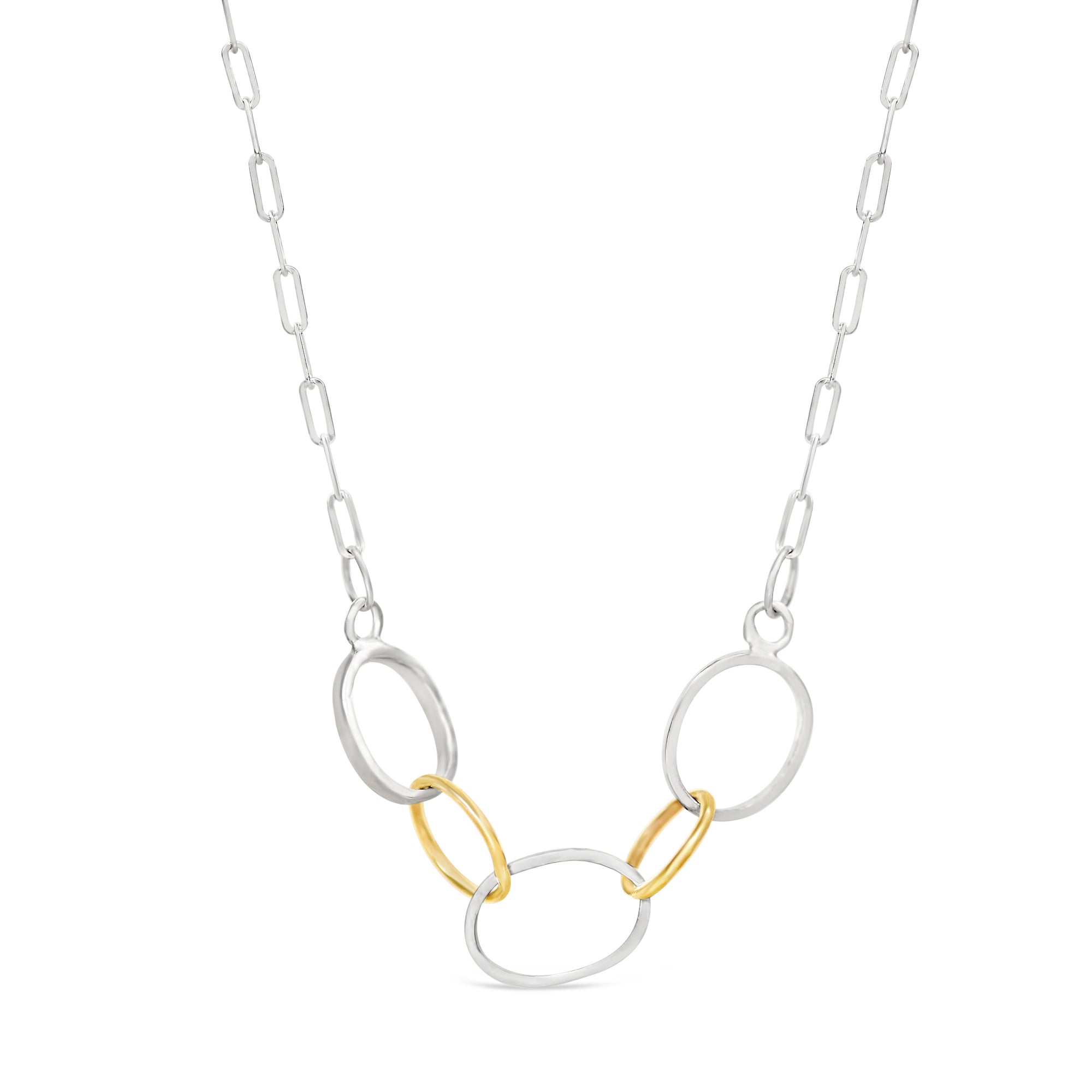 Jules-14KY & Sterling Silver Interlocking Rings Necklace
