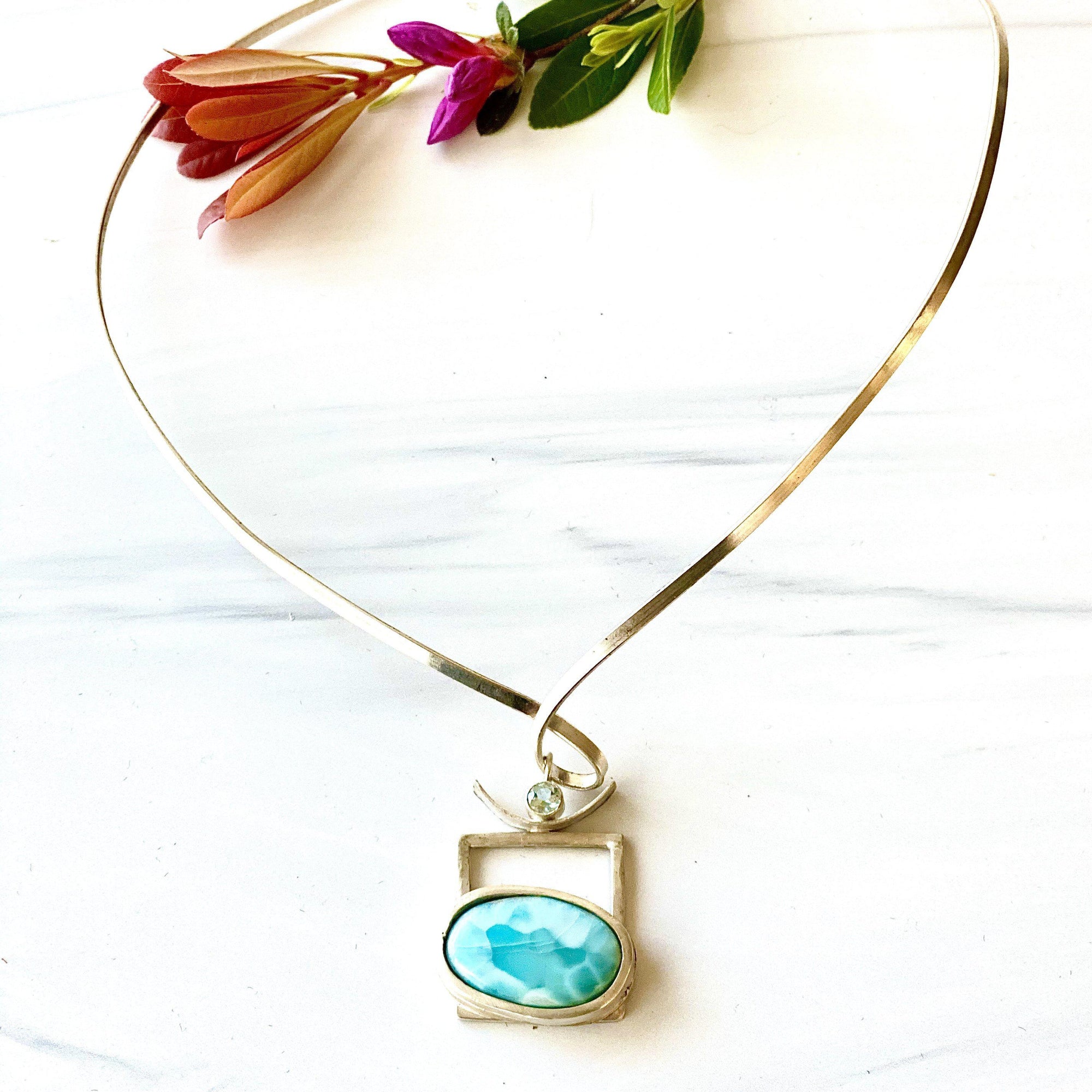 Stefilia Choker, Larimar, Sky Blue Topaz