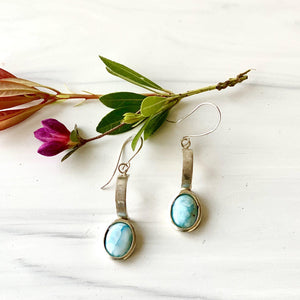 Ariana- Sterling Silver Dangle Earrings with Larimar Oval Gemstone