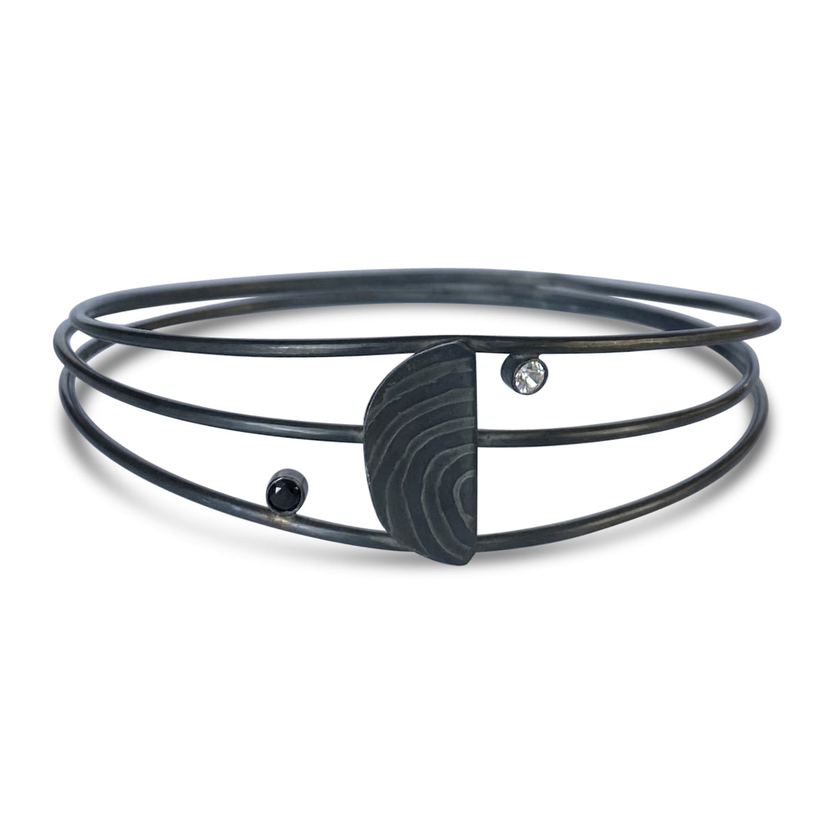 Amani -Oxidized Sterling Silver Bangle Bracelet,