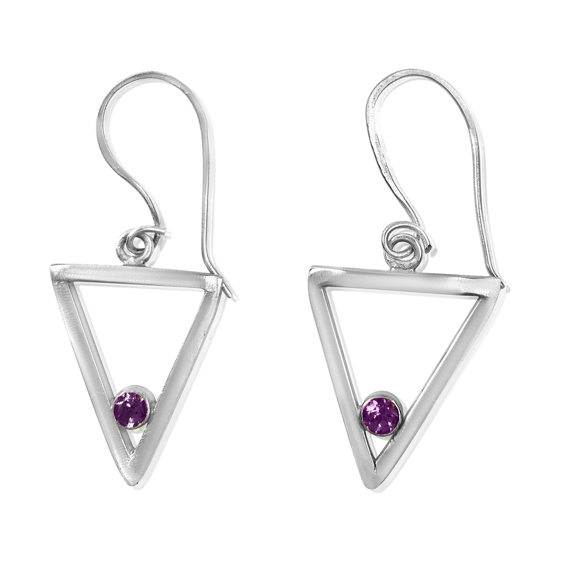 Jane Small Triangle Sterling Silver Earrings with Gemstones