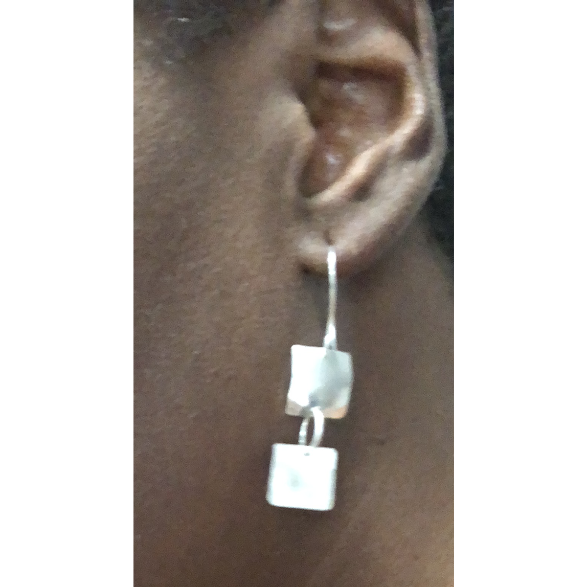 Silver square dangle earrings clearance