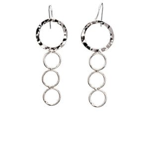 Sterling Silver Dangle Earrings, Geometric, Descending Circles - Candace -Stribling- Jewelry