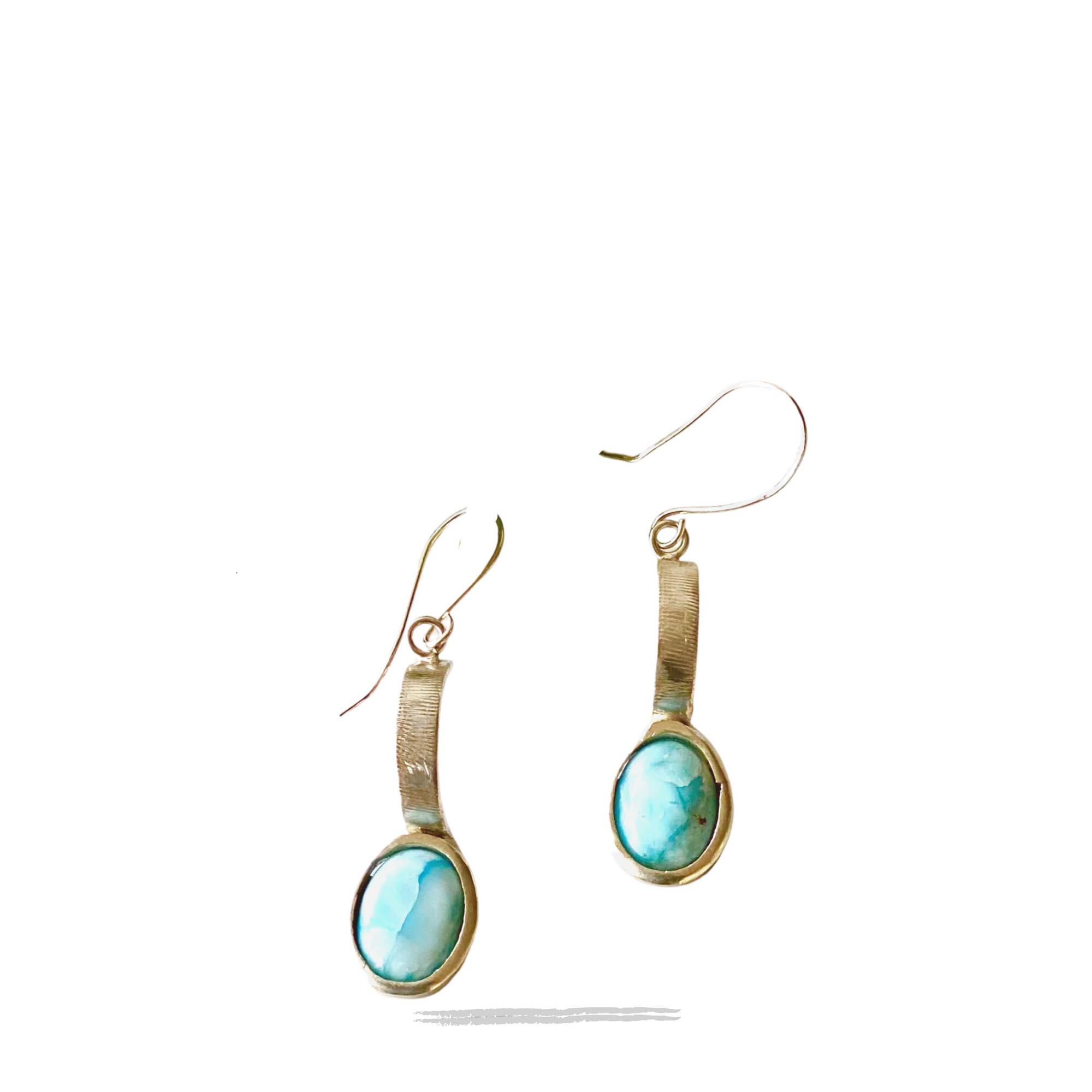 Ariana- Sterling Silver Dangle Earrings with Larimar Oval Gemstone