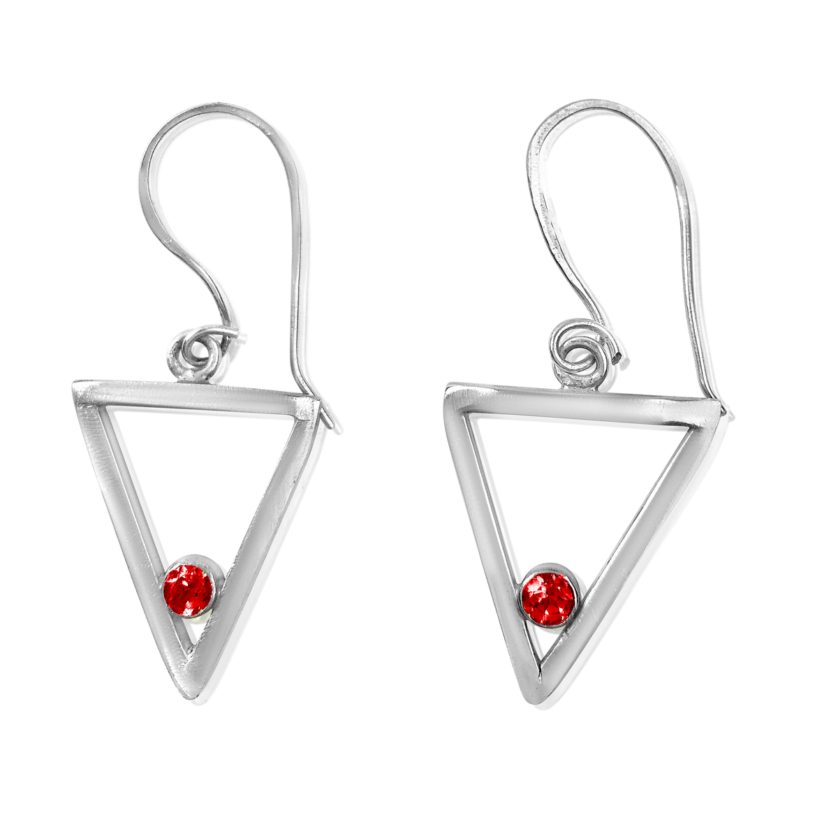 Jane Small Triangle Sterling Silver Earrings with Gemstones