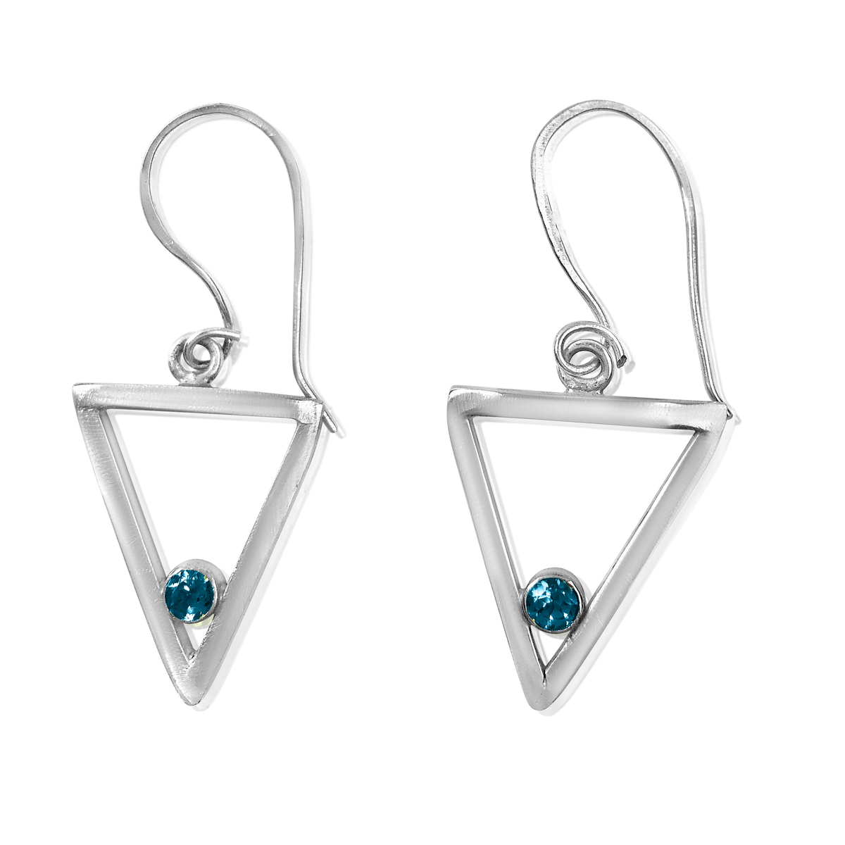 Jane Small Triangle Sterling Silver Earrings with Gemstones